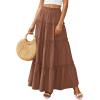 imagePRETTYGARDEN Boho Maxi Skirts for Women Trendy Summer 2026 Spring Long Flowy A Line Tiered Skirt Beach Vacation Clothes DressLight Brown