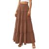 imagePRETTYGARDEN Boho Maxi Skirts for Women Trendy Summer 2026 Spring Long Flowy A Line Tiered Skirt Beach Vacation Clothes DressLight Brown