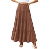 imagePRETTYGARDEN Boho Maxi Skirts for Women Trendy Summer 2026 Spring Long Flowy A Line Tiered Skirt Beach Vacation Clothes DressLight Brown