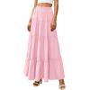 imagePRETTYGARDEN Boho Maxi Skirts for Women Trendy Summer 2026 Spring Long Flowy A Line Tiered Skirt Beach Vacation Clothes DressLight Pink