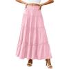 imagePRETTYGARDEN Boho Maxi Skirts for Women Trendy Summer 2026 Spring Long Flowy A Line Tiered Skirt Beach Vacation Clothes DressLight Pink