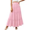 imagePRETTYGARDEN Boho Maxi Skirts for Women Trendy Summer 2026 Spring Long Flowy A Line Tiered Skirt Beach Vacation Clothes DressLight Pink
