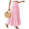 imagePRETTYGARDEN Boho Maxi Skirts for Women Trendy Summer 2026 Spring Long Flowy A Line Tiered Skirt Beach Vacation Clothes DressLight Pink