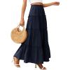 imagePRETTYGARDEN Boho Maxi Skirts for Women Trendy Summer 2026 Spring Long Flowy A Line Tiered Skirt Beach Vacation Clothes DressNavy Blue