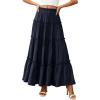 imagePRETTYGARDEN Boho Maxi Skirts for Women Trendy Summer 2026 Spring Long Flowy A Line Tiered Skirt Beach Vacation Clothes DressNavy Blue