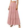 imagePRETTYGARDEN Boho Maxi Skirts for Women Trendy Summer 2026 Spring Long Flowy A Line Tiered Skirt Beach Vacation Clothes DressPink