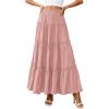 imagePRETTYGARDEN Boho Maxi Skirts for Women Trendy Summer 2026 Spring Long Flowy A Line Tiered Skirt Beach Vacation Clothes DressPink