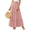 imagePRETTYGARDEN Boho Maxi Skirts for Women Trendy Summer 2026 Spring Long Flowy A Line Tiered Skirt Beach Vacation Clothes DressPink