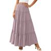 imagePRETTYGARDEN Boho Maxi Skirts for Women Trendy Summer 2026 Spring Long Flowy A Line Tiered Skirt Beach Vacation Clothes DressPurple
