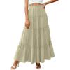 imagePRETTYGARDEN Boho Maxi Skirts for Women Trendy Summer 2026 Spring Long Flowy A Line Tiered Skirt Beach Vacation Clothes DressSage Green