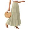 imagePRETTYGARDEN Boho Maxi Skirts for Women Trendy Summer 2026 Spring Long Flowy A Line Tiered Skirt Beach Vacation Clothes DressSage Green