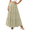 imagePRETTYGARDEN Boho Maxi Skirts for Women Trendy Summer 2026 Spring Long Flowy A Line Tiered Skirt Beach Vacation Clothes DressSage Green