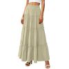 imagePRETTYGARDEN Boho Maxi Skirts for Women Trendy Summer 2026 Spring Long Flowy A Line Tiered Skirt Beach Vacation Clothes DressSage Green