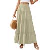 imagePRETTYGARDEN Boho Maxi Skirts for Women Trendy Summer 2026 Spring Long Flowy A Line Tiered Skirt Beach Vacation Clothes DressSage Green