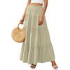 imagePRETTYGARDEN Boho Maxi Skirts for Women Trendy Summer 2026 Spring Long Flowy A Line Tiered Skirt Beach Vacation Clothes DressSage Green