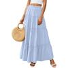 imagePRETTYGARDEN Boho Maxi Skirts for Women Trendy Summer 2026 Spring Long Flowy A Line Tiered Skirt Beach Vacation Clothes DressSky Blue