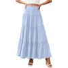 imagePRETTYGARDEN Boho Maxi Skirts for Women Trendy Summer 2026 Spring Long Flowy A Line Tiered Skirt Beach Vacation Clothes DressSky Blue