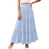 imagePRETTYGARDEN Boho Maxi Skirts for Women Trendy Summer 2026 Spring Long Flowy A Line Tiered Skirt Beach Vacation Clothes DressSky Blue