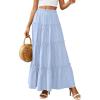 imagePRETTYGARDEN Boho Maxi Skirts for Women Trendy Summer 2026 Spring Long Flowy A Line Tiered Skirt Beach Vacation Clothes DressSky Blue