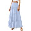 imagePRETTYGARDEN Boho Maxi Skirts for Women Trendy Summer 2026 Spring Long Flowy A Line Tiered Skirt Beach Vacation Clothes DressSky Blue