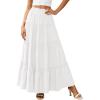 imagePRETTYGARDEN Boho Maxi Skirts for Women Trendy Summer 2026 Spring Long Flowy A Line Tiered Skirt Beach Vacation Clothes DressWhite
