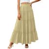 imagePRETTYGARDEN Boho Maxi Skirts for Women Trendy Summer 2026 Spring Long Flowy A Line Tiered Skirt Beach Vacation Clothes DressYellow