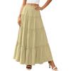 imagePRETTYGARDEN Boho Maxi Skirts for Women Trendy Summer 2026 Spring Long Flowy A Line Tiered Skirt Beach Vacation Clothes DressYellow