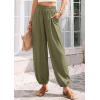 imagePRETTYGARDEN Womens 2026 Summer Casual Pants High Waisted Loose Wide Leg Palazzo Pockets Lounge Beach Travel Trousers OutfitsArmy Green