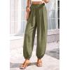 imagePRETTYGARDEN Womens 2026 Summer Casual Pants High Waisted Loose Wide Leg Palazzo Pockets Lounge Beach Travel Trousers OutfitsArmy Green
