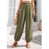 imagePRETTYGARDEN Womens 2026 Summer Casual Pants High Waisted Loose Wide Leg Palazzo Pockets Lounge Beach Travel Trousers OutfitsArmy Green