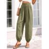 imagePRETTYGARDEN Womens 2026 Summer Casual Pants High Waisted Loose Wide Leg Palazzo Pockets Lounge Beach Travel Trousers OutfitsArmy Green