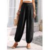 imagePRETTYGARDEN Womens 2026 Summer Casual Pants High Waisted Loose Wide Leg Palazzo Pockets Lounge Beach Travel Trousers OutfitsBlack