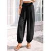imagePRETTYGARDEN Womens 2026 Summer Casual Pants High Waisted Loose Wide Leg Palazzo Pockets Lounge Beach Travel Trousers OutfitsBlack