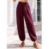 imagePRETTYGARDEN Womens 2026 Summer Casual Pants High Waisted Loose Wide Leg Palazzo Pockets Lounge Beach Travel Trousers OutfitsBurgundy