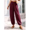 imagePRETTYGARDEN Womens 2026 Summer Casual Pants High Waisted Loose Wide Leg Palazzo Pockets Lounge Beach Travel Trousers OutfitsBurgundy