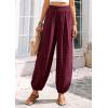 imagePRETTYGARDEN Womens 2026 Summer Casual Pants High Waisted Loose Wide Leg Palazzo Pockets Lounge Beach Travel Trousers OutfitsBurgundy
