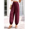 imagePRETTYGARDEN Womens 2026 Summer Casual Pants High Waisted Loose Wide Leg Palazzo Pockets Lounge Beach Travel Trousers OutfitsBurgundy