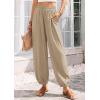 imagePRETTYGARDEN Womens 2026 Summer Casual Pants High Waisted Loose Wide Leg Palazzo Pockets Lounge Beach Travel Trousers OutfitsLight Khaki