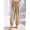 imagePRETTYGARDEN Womens 2026 Summer Casual Pants High Waisted Loose Wide Leg Palazzo Pockets Lounge Beach Travel Trousers OutfitsLight Khaki
