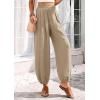 imagePRETTYGARDEN Womens 2026 Summer Casual Pants High Waisted Loose Wide Leg Palazzo Pockets Lounge Beach Travel Trousers OutfitsLight Khaki