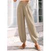 imagePRETTYGARDEN Womens 2026 Summer Casual Pants High Waisted Loose Wide Leg Palazzo Pockets Lounge Beach Travel Trousers OutfitsLight Khaki