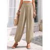 imagePRETTYGARDEN Womens 2026 Summer Casual Pants High Waisted Loose Wide Leg Palazzo Pockets Lounge Beach Travel Trousers OutfitsLight Khaki