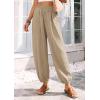 imagePRETTYGARDEN Womens 2026 Summer Casual Pants High Waisted Loose Wide Leg Palazzo Pockets Lounge Beach Travel Trousers OutfitsLight Khaki