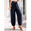 imagePRETTYGARDEN Womens 2026 Summer Casual Pants High Waisted Loose Wide Leg Palazzo Pockets Lounge Beach Travel Trousers OutfitsNavy Blue