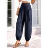 imagePRETTYGARDEN Womens 2026 Summer Casual Pants High Waisted Loose Wide Leg Palazzo Pockets Lounge Beach Travel Trousers OutfitsNavy Blue