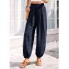 imagePRETTYGARDEN Womens 2026 Summer Casual Pants High Waisted Loose Wide Leg Palazzo Pockets Lounge Beach Travel Trousers OutfitsNavy Blue