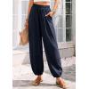imagePRETTYGARDEN Womens 2026 Summer Casual Pants High Waisted Loose Wide Leg Palazzo Pockets Lounge Beach Travel Trousers OutfitsNavy Blue