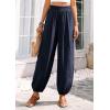 imagePRETTYGARDEN Womens 2026 Summer Casual Pants High Waisted Loose Wide Leg Palazzo Pockets Lounge Beach Travel Trousers OutfitsNavy Blue