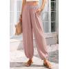 imagePRETTYGARDEN Womens 2026 Summer Casual Pants High Waisted Loose Wide Leg Palazzo Pockets Lounge Beach Travel Trousers OutfitsPink