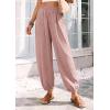 imagePRETTYGARDEN Womens 2026 Summer Casual Pants High Waisted Loose Wide Leg Palazzo Pockets Lounge Beach Travel Trousers OutfitsPink